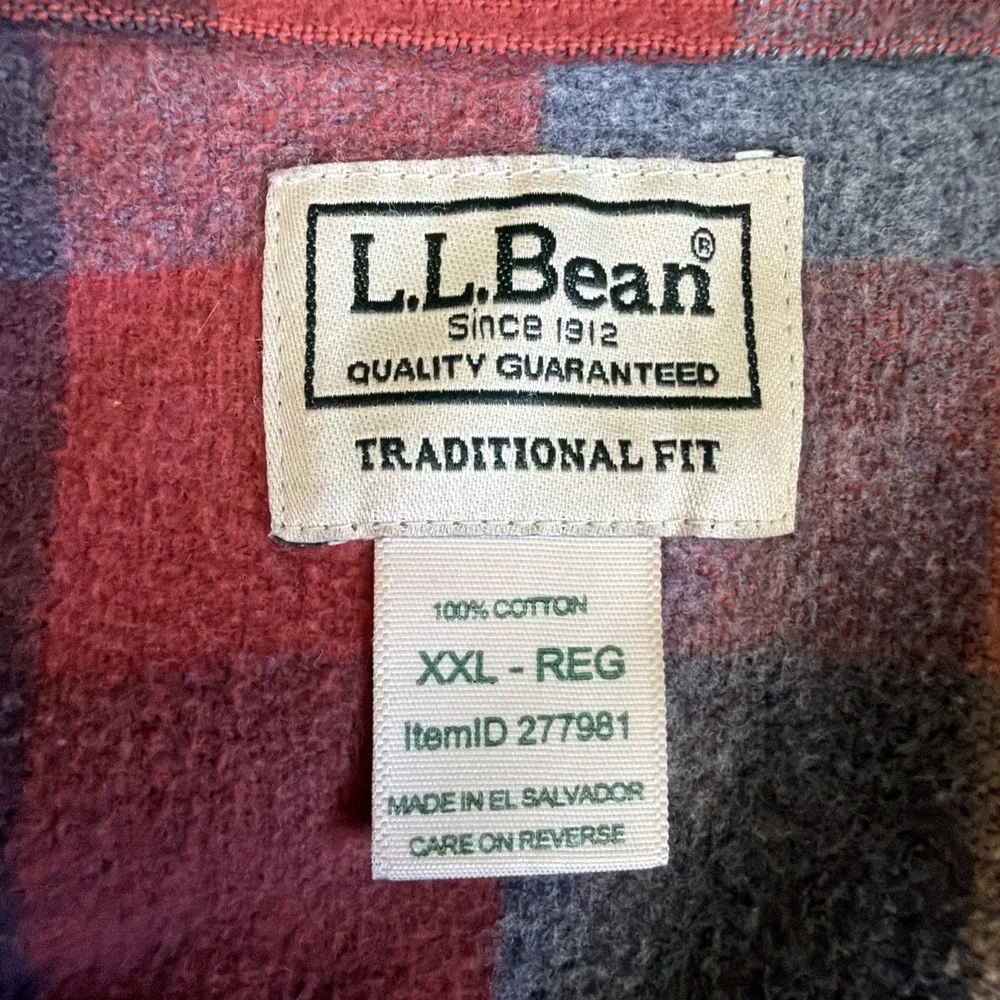LL Bean Chamois Traditional Fit Plaid Flannel Heavy Autumn Orange Men XXL 277981